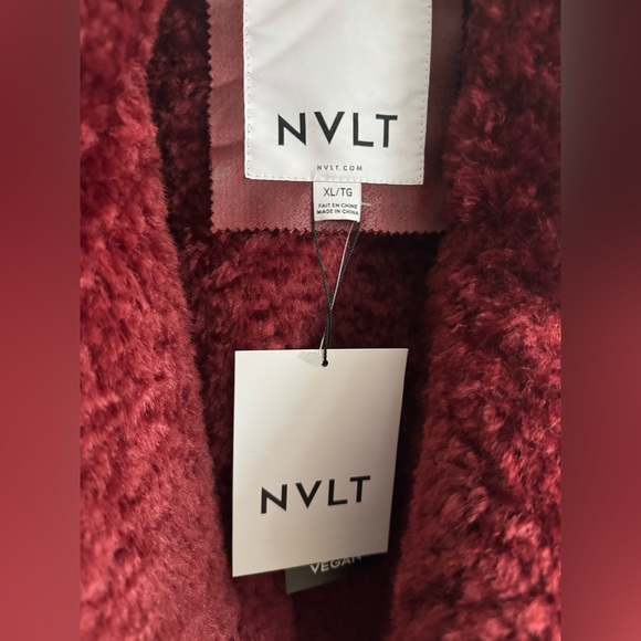 NVLT Burgundy Faux Shearling Jacket - Picture 6 of 8